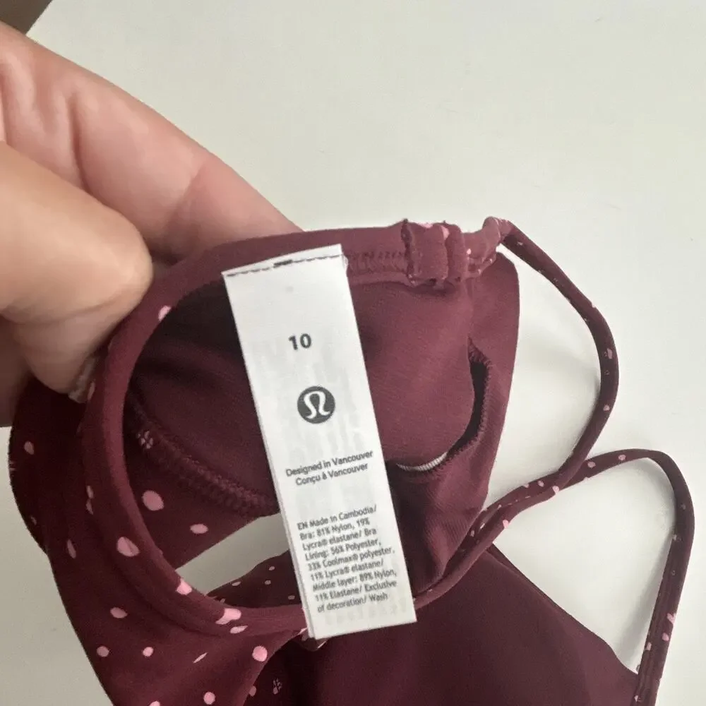 lululemon Flow Y Nulu Low Support Bra Wireless Pullover 10 B Burgundy Pink